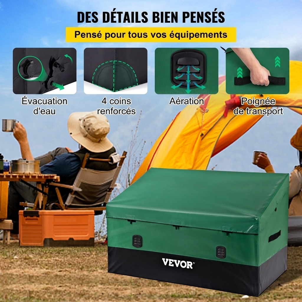 VEVOR - Coffre de Rangement Extérieur XXL 1013L - 147x86x108cm