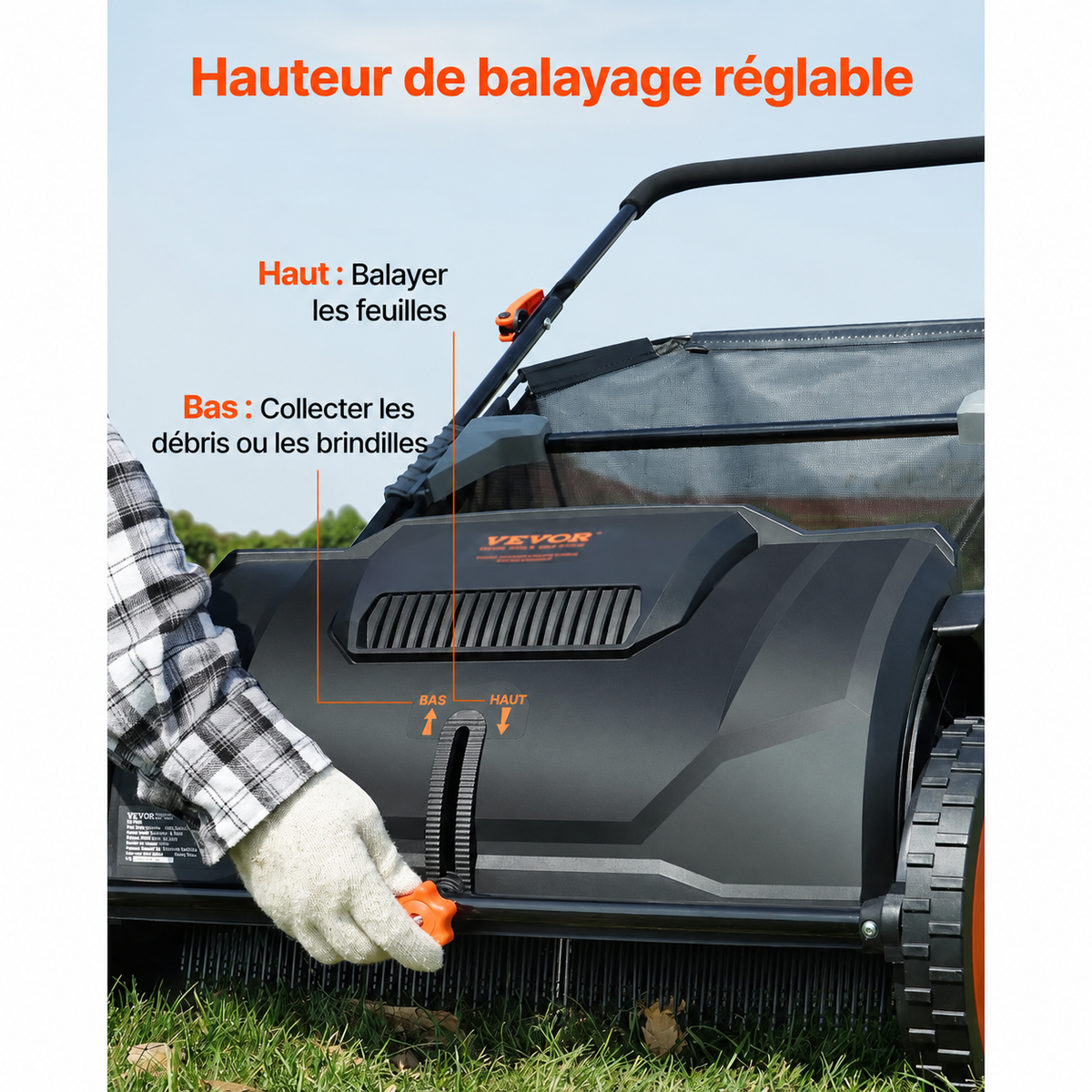 Vevor - Balayeuse LeafMaster à Gazon avec Bac à Grande Capacité