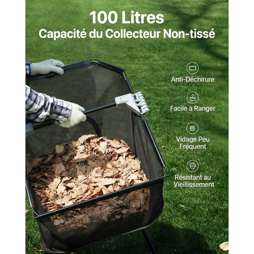Vevor - Balayeuse LeafMaster à Gazon avec Bac à Grande Capacité