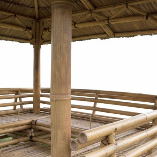 Paillote Bambou avec Banquettes M2 | Gazebo & Pergola Naturelle avec Tables | Toiture Bambou ou Palmier | 250x250 & 300x300 cm
