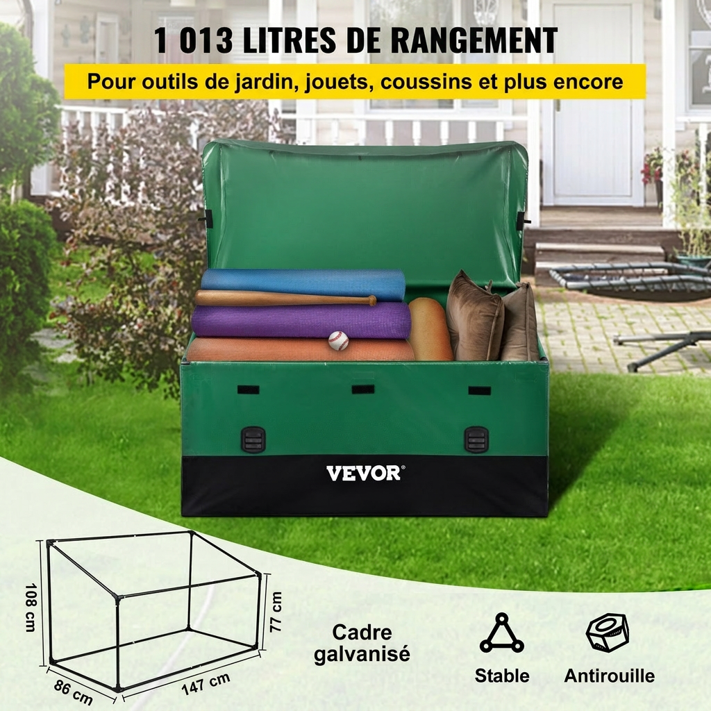 VEVOR - Coffre de Rangement Extérieur XXL 1013L - 147x86x108cm