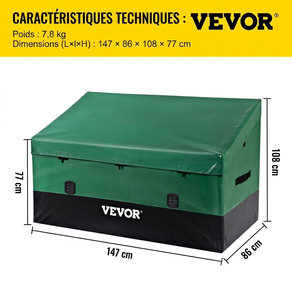 VEVOR - Coffre de Rangement Extérieur XXL 1013L - 147x86x108cm