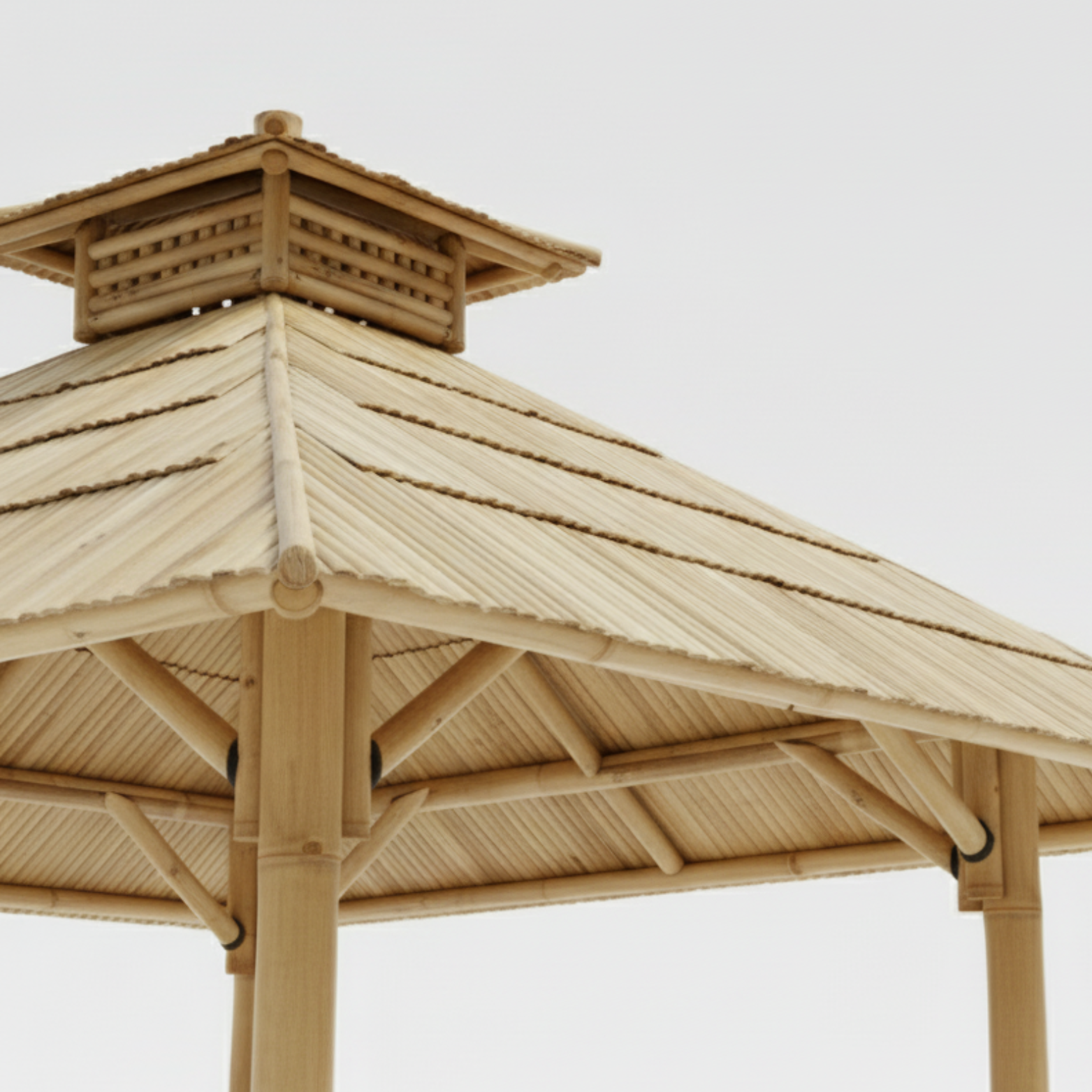 Paillote Bambou avec Plancher Surélevé | Gazebo & Pergola Balinaise avec Toiture Bambou ou Palmier | 250x250 & 300x300 cm