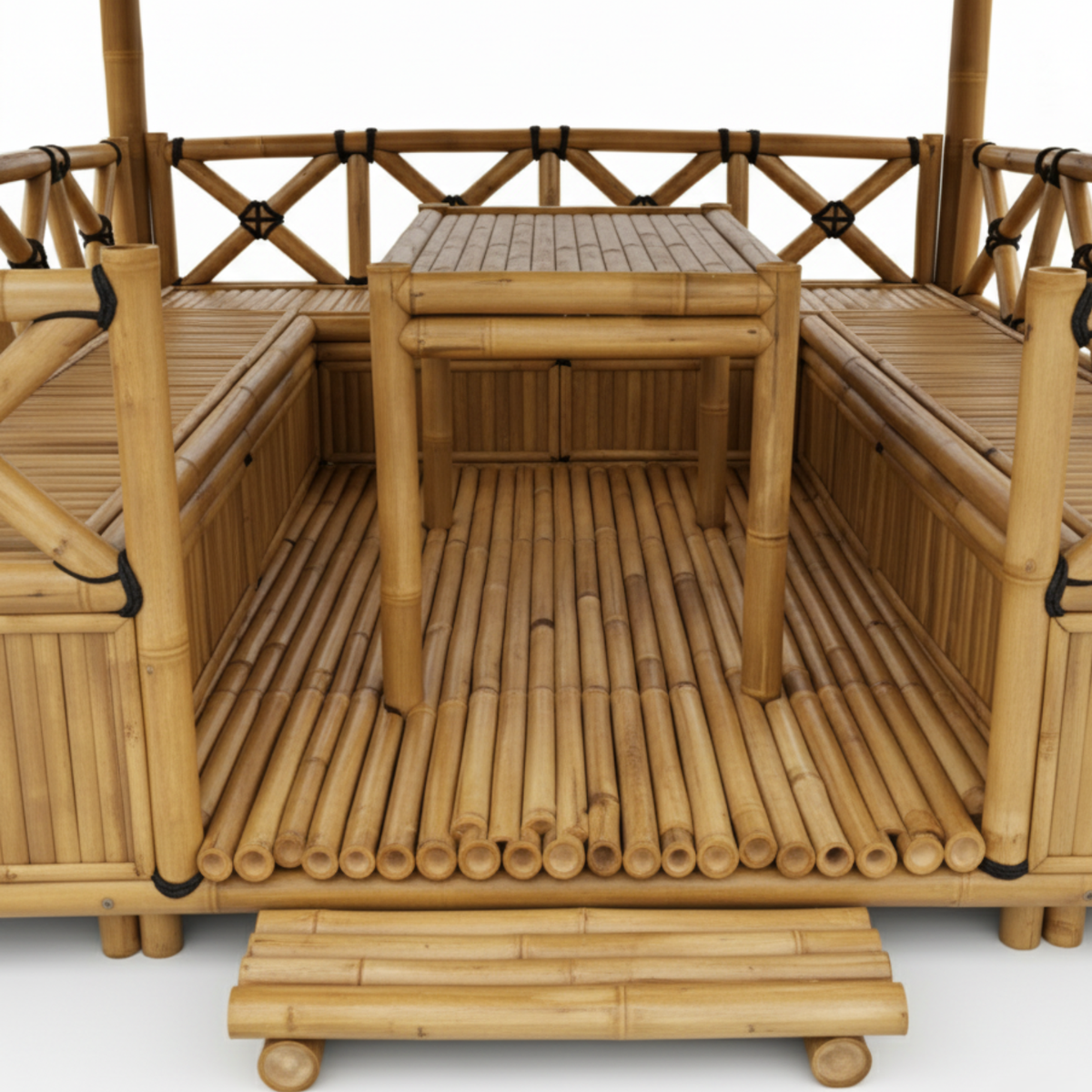 Paillote Bambou avec Banquettes M1 | Gazebo & Pergola Naturelle avec Espace Repas | Toiture Bambou ou Palmier | 250x250 & 300x300 cm