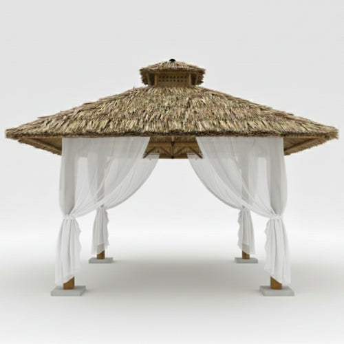 Paillote Bambou de Jardin | Gazebo & Pergola Naturelle avec Toiture Bambou ou Palmier | 250x250 & 300x300 cm