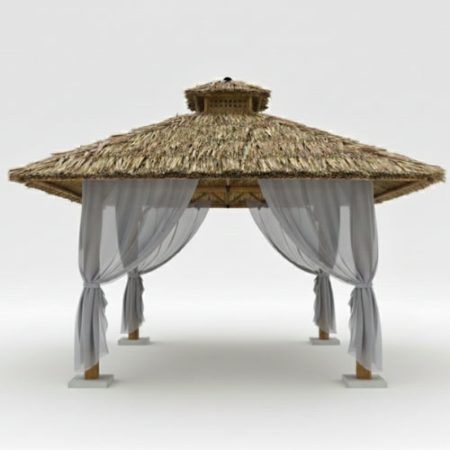 Paillote Bambou de Jardin | Gazebo & Pergola Naturelle avec Toiture Bambou ou Palmier | 250x250 & 300x300 cm