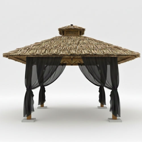 Paillote Bambou de Jardin | Gazebo & Pergola Naturelle avec Toiture Bambou ou Palmier | 250x250 & 300x300 cm