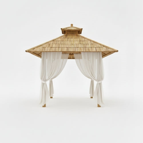 Paillote Bambou de Jardin | Gazebo & Pergola Naturelle avec Toiture Bambou ou Palmier | 250x250 & 300x300 cm