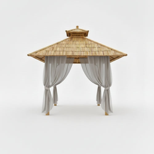 Paillote Bambou de Jardin | Gazebo & Pergola Naturelle avec Toiture Bambou ou Palmier | 250x250 & 300x300 cm