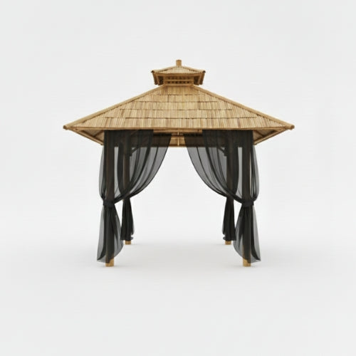 Paillote Bambou de Jardin | Gazebo & Pergola Naturelle avec Toiture Bambou ou Palmier | 250x250 & 300x300 cm