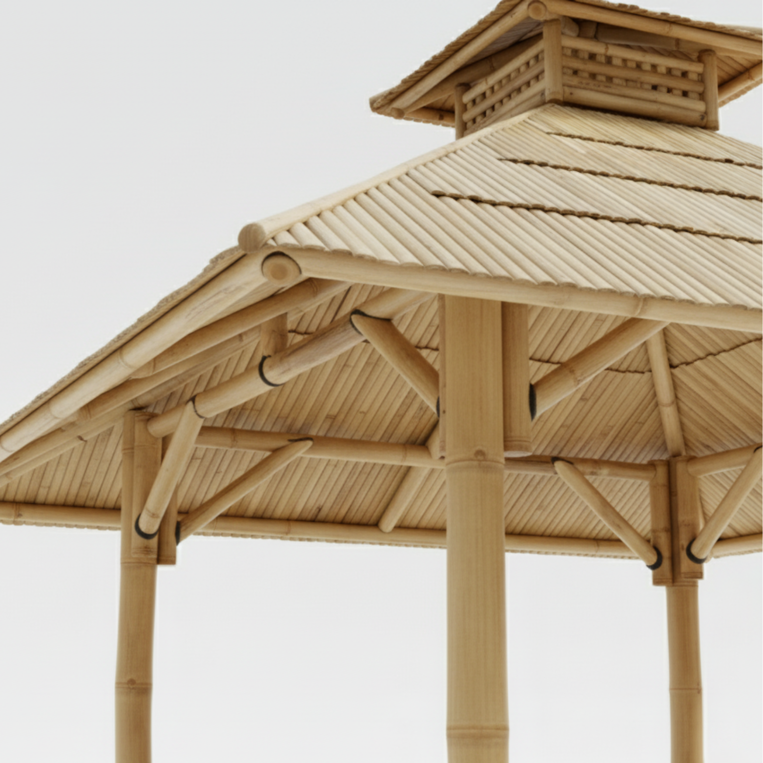 Paillote Bambou avec Plancher Surélevé | Gazebo & Pergola Balinaise avec Toiture Bambou ou Palmier | 250x250 & 300x300 cm