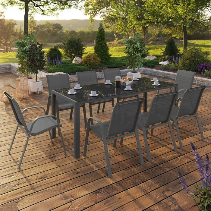 Salon de jardin MADRID table 190 CM et 8 chaises empilables
