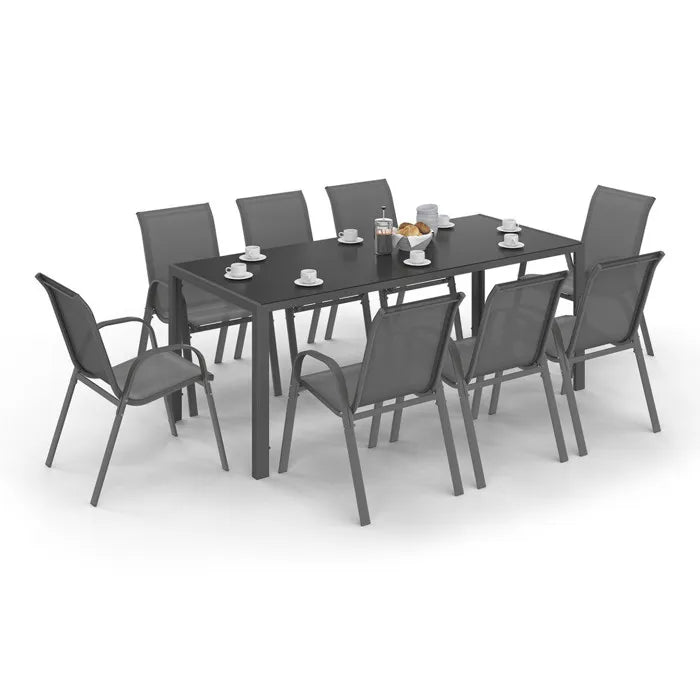 Salon de jardin MADRID table 190 CM et 8 chaises empilables