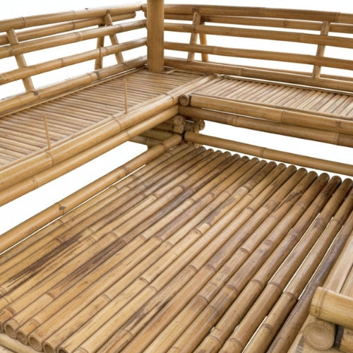 Paillote Bambou avec Banquettes M2 | Gazebo & Pergola Naturelle avec Tables | Toiture Bambou ou Palmier | 250x250 & 300x300 cm