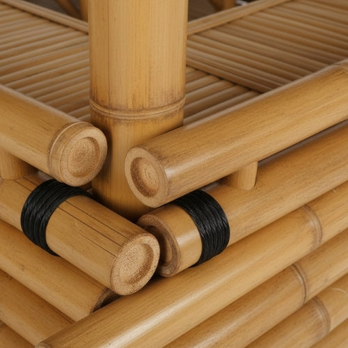 Paillote Bambou avec Banquettes M2 | Gazebo & Pergola Naturelle avec Tables | Toiture Bambou ou Palmier | 250x250 & 300x300 cm