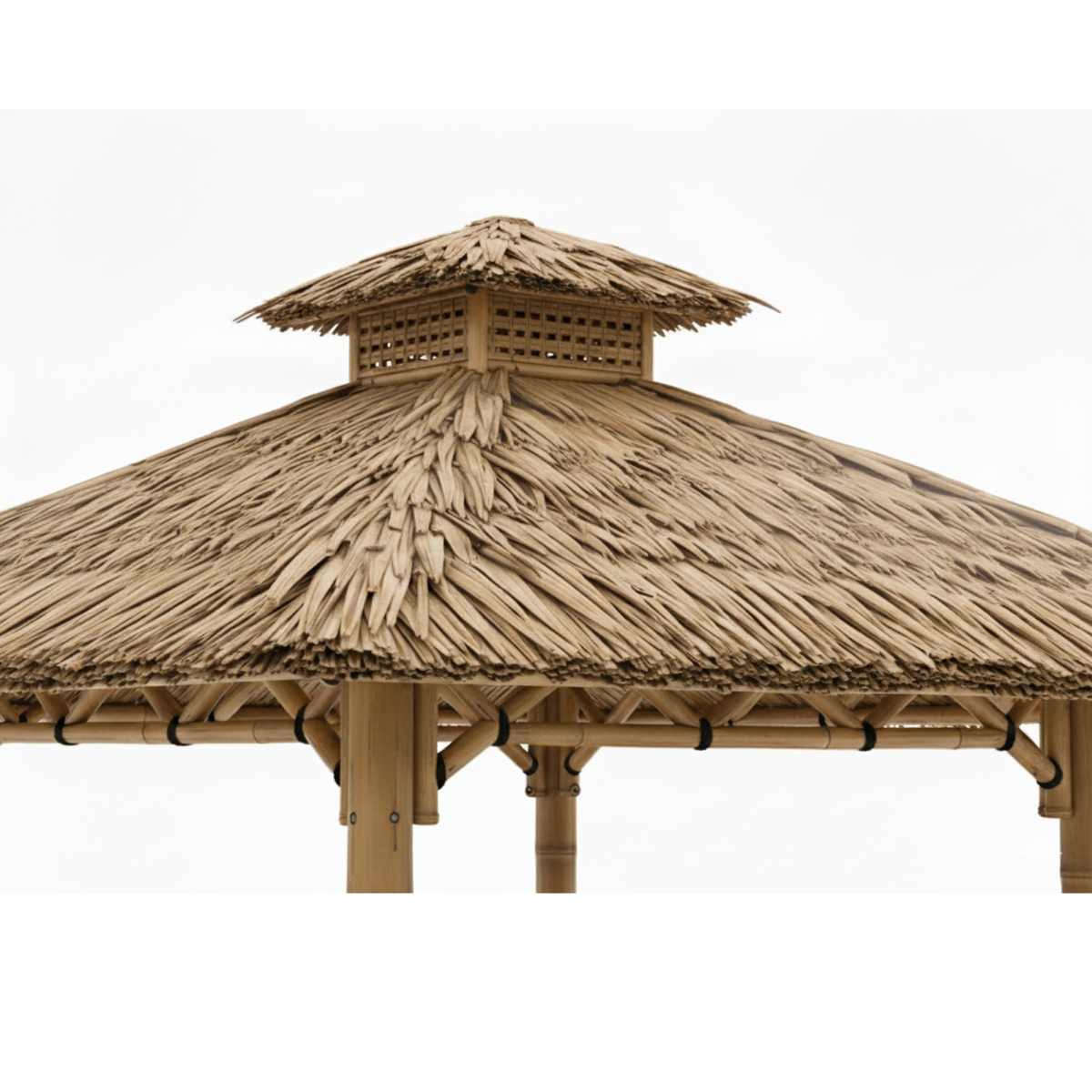 Paillote Bambou avec Banquettes M1 | Gazebo & Pergola Naturelle avec Espace Repas | Toiture Bambou ou Palmier | 250x250 & 300x300 cm